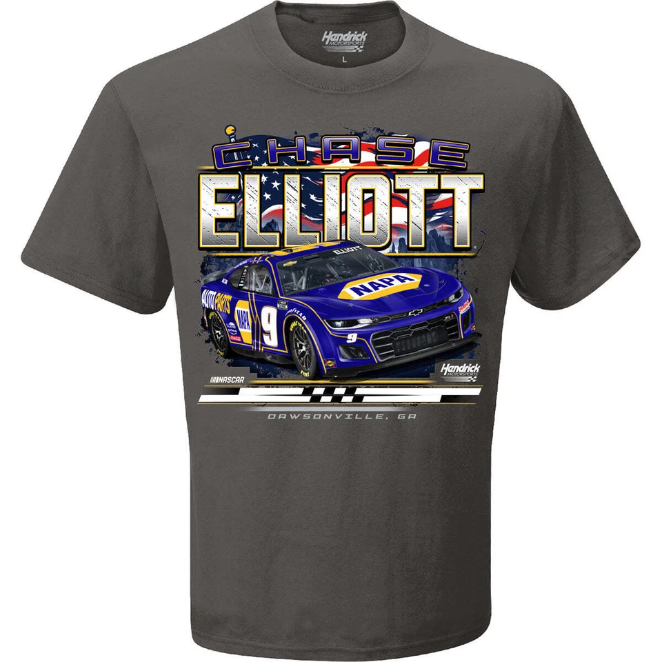 Chase Elliott 2025 NAPA Patriotic Eagle 2-Spot T-Shirt Gray - Image 2 of 3