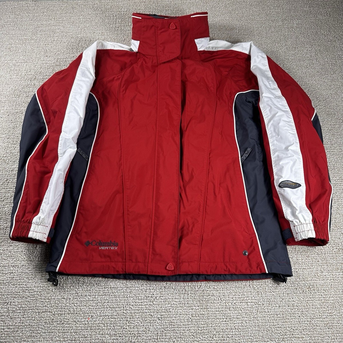 Columbia Omni Tech Vertex Waterproof Hidden Hood Jacket Red