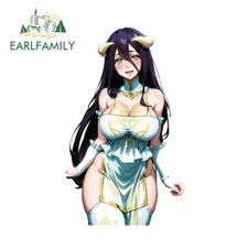 EARLFAMILY 5.1" Huge Breast Albedo Waifu Anime Car Decals Alluring Vinyl Sticker