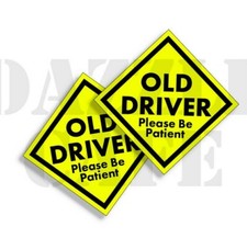 Old Driver Sticker Bright Yellow Safety Decal School Teen Driver 5.5" tall 2Pack