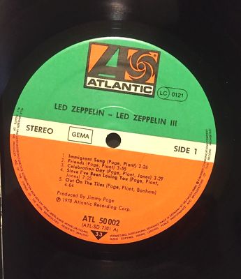 LP Led Zeppelin III Germany 1973 Atlantic Deluxe 50 002 Gatefold