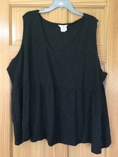 New Terra  Sky Women plus Size Knit Peplum Tank Top Shirt Dark Gray many sizes