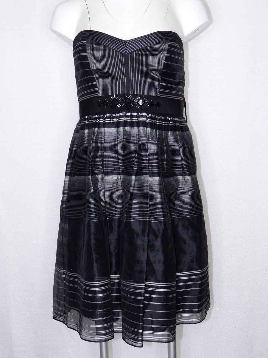 Dress BCBG Max Zaria women's Small Dress Stipe Sweetheart Black Silver |  eBay