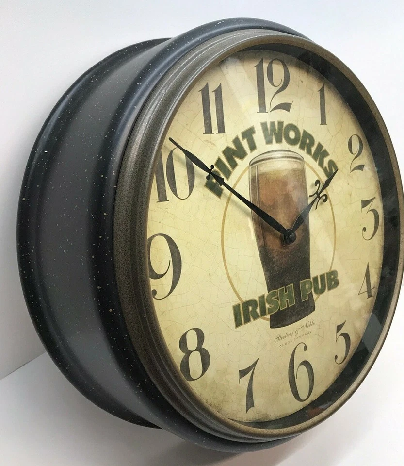 Pint Works Irish Pub Beer Wall Clock 16” Sterling & Noble Decor Bar 5” Deep - Image 3 of 4
