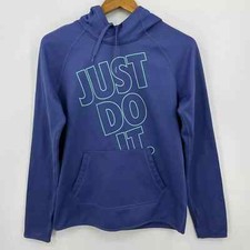 Nike Pullover Hoodie Women's Size S Purple Just Do It Logo Dri-Fit Drawstring