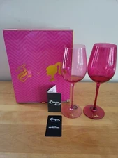Dragon Glassware X Barbie 2 PC Glass Wine Glasses Set Pink and Magenta