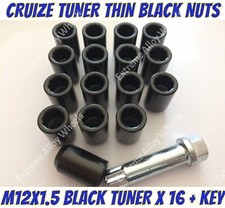 Alloy Wheel Nuts BLK Tuner x 16 M12x1.5 Mitsubishi Dion Eclipse Ek Fto Galant 