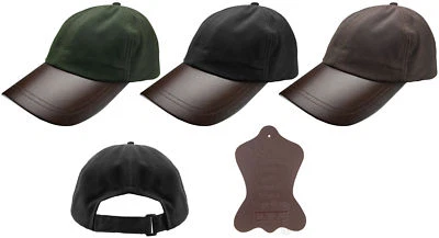 Mens Game Wax Leather Peak Baseball Cap Fishing Shooting Waxed Cotton Hat