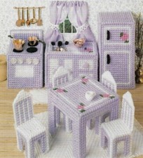 DOLLHOUSE KITCHEN SET FURNITURE PLASTIC CANVAS PATTERN INSTRUCTIONS
