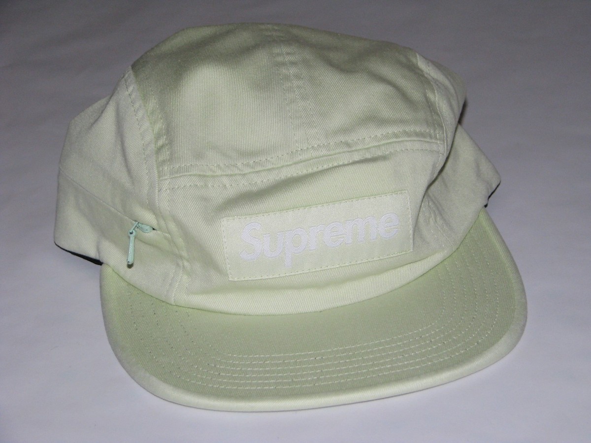 SUPREME New York Side Zip Camp Cap PALE LIME Adjustable NEW