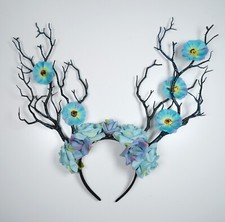 Women Girls Christmas Flowers Cosplay Costume Ear Party Hair Headband Prop USA