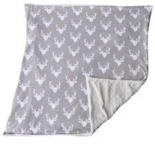 MEG Original Gray Baby Blanket Deer Antlers w Minky Dots Western Hunter USA MADE