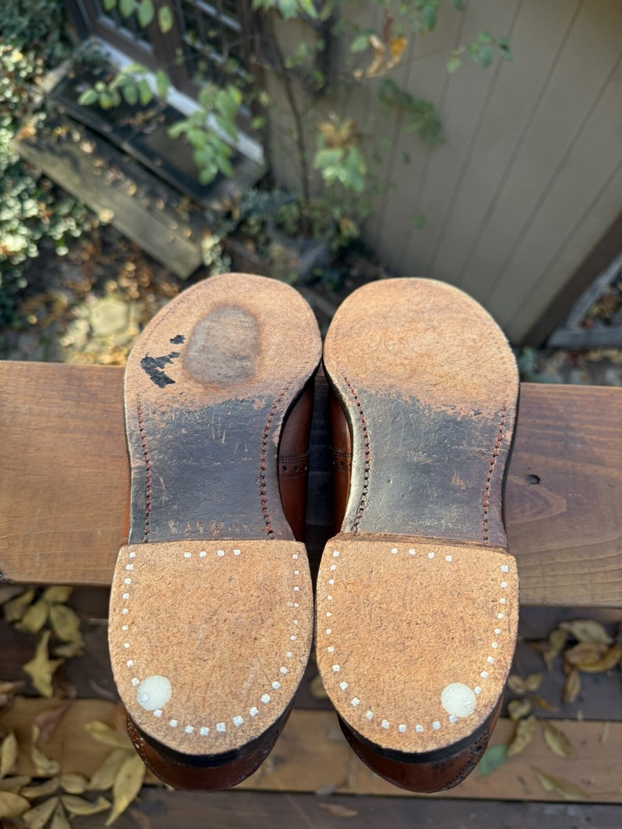 Vintage‎ Cole Haan Traditionals Cognac Leather Saddle Shoes V Cleat Mens US 9 Vintage Cole Haan Traditionals Cognac Leather Saddle Shoes V  main image 4