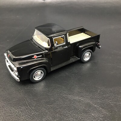 5'' Kinsmart 1956 Ford F-100 Pickup Truck Diecast 1:38 Black Rev N Go- Doors Open