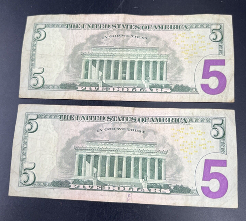 Lot of 2 2009 * Star $5 FRN Federal Reserve Notes Circulated #053 - Picture 2 of 8