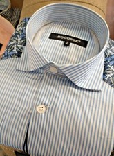 NWT BOGOSSE men's Size 2 Small Long sleeve button down shirt Fancy Striped/