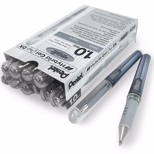 Pentel Hybrid Gel Grip Metallic Pen 1.0mm Rollerball metallic Silver Pack of 12