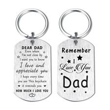 Dad Fathers Day Keychain for Dad - Remember I Love You Dad Gifts, Silver Dad
