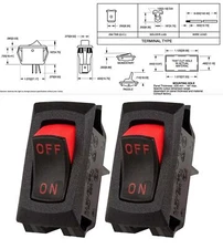 CARLING TECHNOLOGIES RA911-VB-B-1-V Rocker Switch, SPST, (2) 1/4" spades, 2-pack