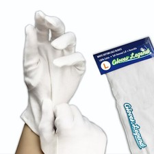 6 Pairs - Large - White Coin Jewelry Silver Inspection 100 Cotton Lisle Gloves