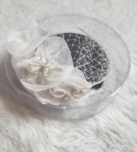 New Davids Bridal Ivory Wedding Flower Net Hat Headband  - 第 1/11 張圖片