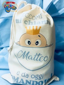 Sacchetto Primo Cambio Nascita Neonato Personalizzato Con Nome Frase Divertente Ebay
