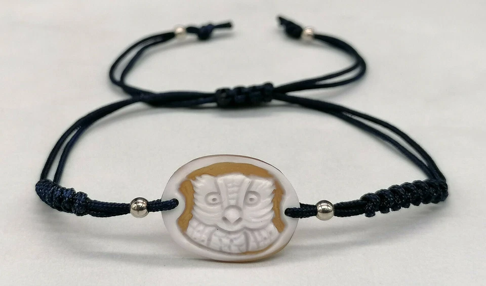 bracciale da uomo o donna vero cammeo portafortuna argento bianco 925 vero cameo - Immagine 2 di 4