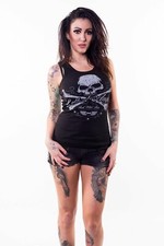 Lethal Angel Skull & Crossbones Gothic Punk Biker Man Beater Tank Top LT20389