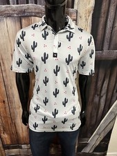 Bad Birdie Golf SS White  Black Polo Shirt Size Large  Cactus  