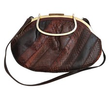 vtg SUSAN GAIL snakeskin leather frame clutch bag