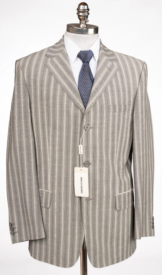 VERSACE CLASSIC Striped Gray Suit Mohair Wool Slim Fit 40 R (EU 50) Drop 8 - Image 2 of 4