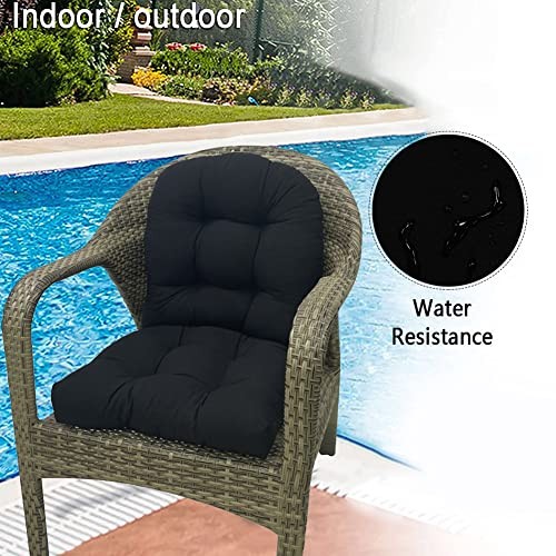 Outdoor Chair Seat Cushions Set of 2, Waterproof 19" x 19"U-Shaped Patio Black - Imagen 4 de 7