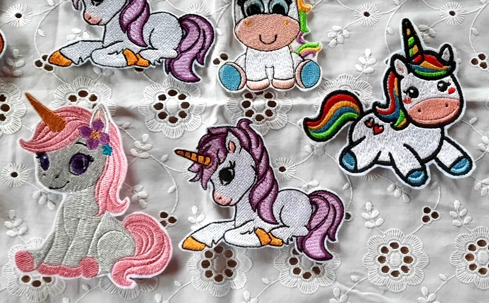 11 x Aufnäher Applikation gesstickt Handmade *Einhörner + Bär usw.. * NEU* - Bild 3 von 3