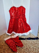 Avidlove Sequins Sexy Santa Claus Christmas Mini Dress For Women Red Size Medium