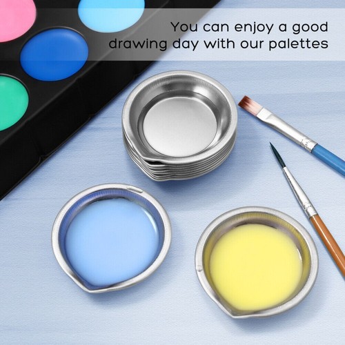 12PCS Small Round Paint Coloring Palette for Artist Paint Mixing Cups Metal Tray - Picture 7 of 10