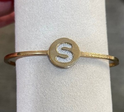 Rebecca Gioielli Gold Plated Bronze Initial Cuff Bracelet