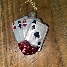 Christmas Glass Ornament Aces and Dice Poker