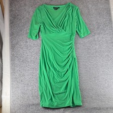 Lauren Ralph Lauren Short Sleeve Above Knee Mini Dress Pleated Green Womens 2