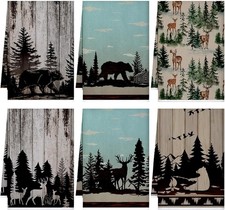6 Pcs Rustic Kitchen Hand Towels Farmhouse Dish Towels Elk Bear Forest Theme