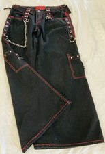 TRIPP NYC Black Gothic Punk Cotton Pants Metal Studs Hooks Chain Size 7