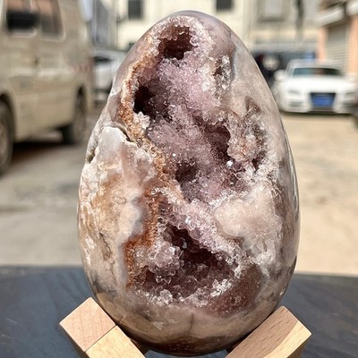 Natural lavender Geode Egg - Hollow Crystal Cave with Interior  2.2 lb