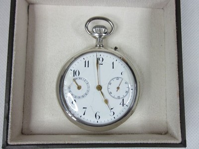 TASCHENUHR REPETITION VIERTELSTUNDE DATUM KALENDER SILBER 0,875 FUNKTIONIERT