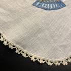 Vtg Linen MADEIRA STYLE  HAND EMBROIDERED Tablecloth Napkins Blue Green Flowers — photo 5