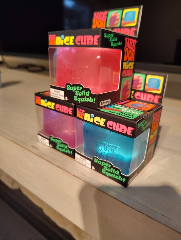 Lot Of 3 Schylling Nee Doh Nice Cube Super Solid Squish! Pink Purple Blue B