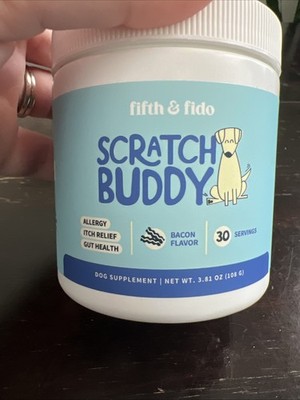 Fifth & Fido Scratch Buddy Dog Supplement Allergy Itch Relief Gut Health Bacon