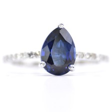 0.60cts Natural Diamond Palladium 2.2gr - Sapphire Pear Ring Platinum