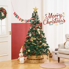 Handcrafted Woven Hyacinth Wicker Christmas Tree Collar, Rattan Xmas Tree Skirt