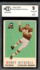 1959 Topps #140 Bobby Mitchell Rookie Card BGS BCCG 9 Near Mint+