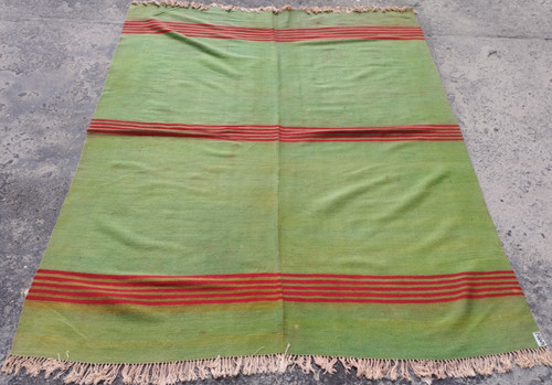 Vintage Traditional Oriental Turkish Multicolor Wool Kilim Rug Carpet 188x146 cm