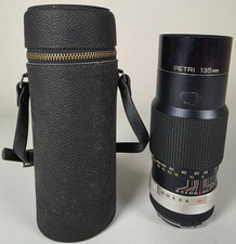 Vintage Petri EE Auto C.C. 135mm f/3.8 Telephoto Lens Petri Mount Japan w/ Case